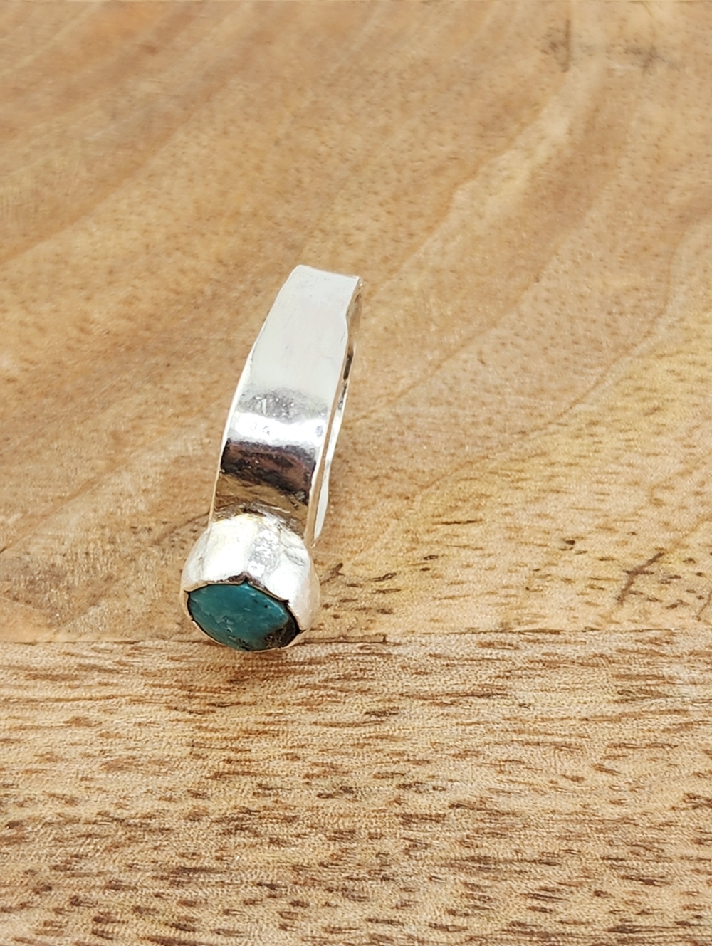 TURQUOISE HALLOW RING HANDMADE IN RECYCLED STERLING SILVER SIZE 7 - Picture 11 of 12